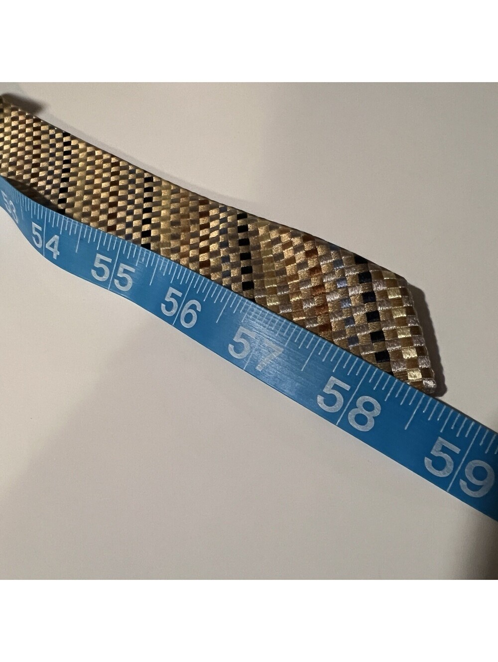 Handmade Silk Tie Gold Bronze Geometric Basketweave Textured Formal EUC - Picture 6 of 8